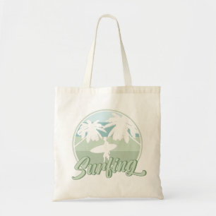 Bolsa Tote Presente de surfão de surfborato na plataforma de