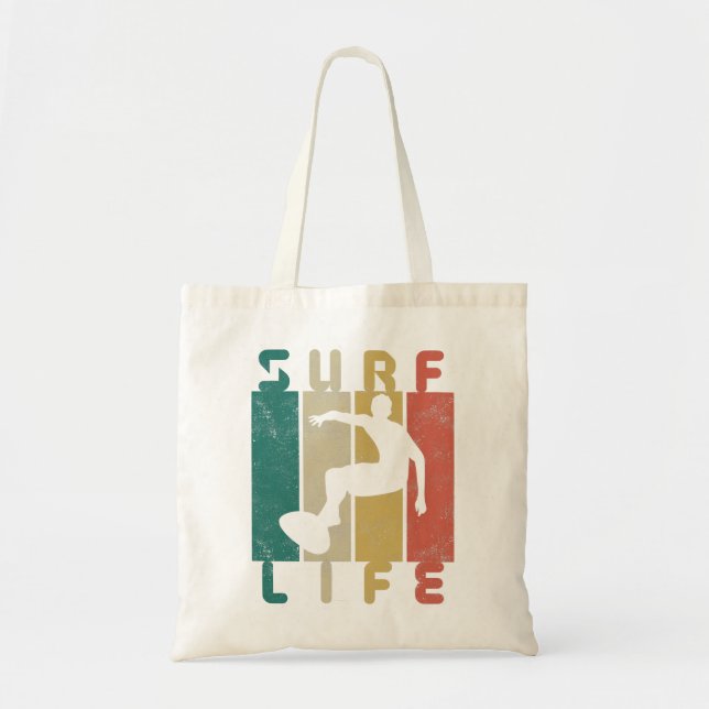 Bolsa Tote presente de surfista de surf retrô (Frente)