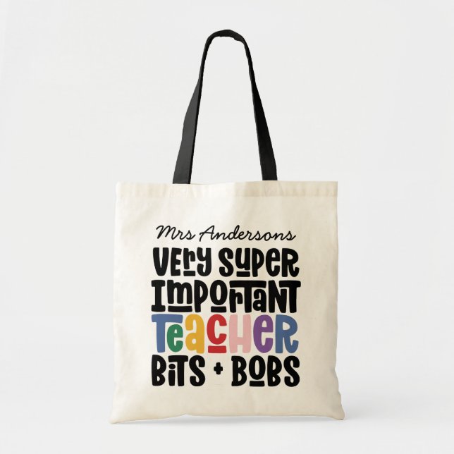 Bolsa Tote Presente de tipografia moderna, professora muito i (Frente)