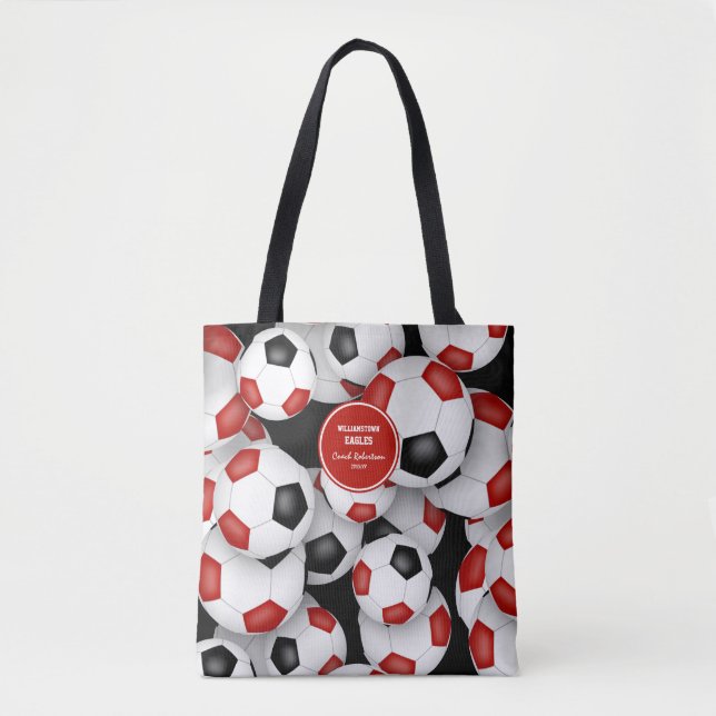 Bolsa Tote presente de treinador vermelho preto colorido (Frente)
