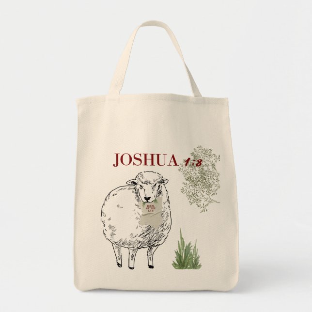 Bolsa Tote Presente de Versículo Bíblico Cristão Art Déco Jos (Frente)