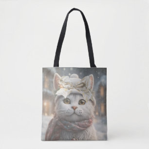 Bolsa Tote Presente de Vintage Elegante para gatos de Natal b