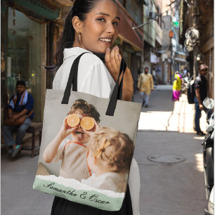 Bolsa Tote Presente de vírgula de Foto e Nome Personalizado d