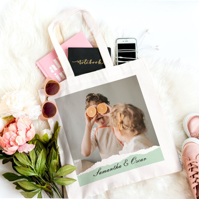 Bolsa Tote Presente de vírgula de Foto e Nome Personalizado d (Criador carregado)