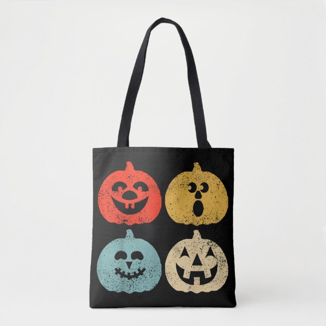 Bolsa Tote Presente Divertido Abóbora de Halloween Vintage Re (Frente)
