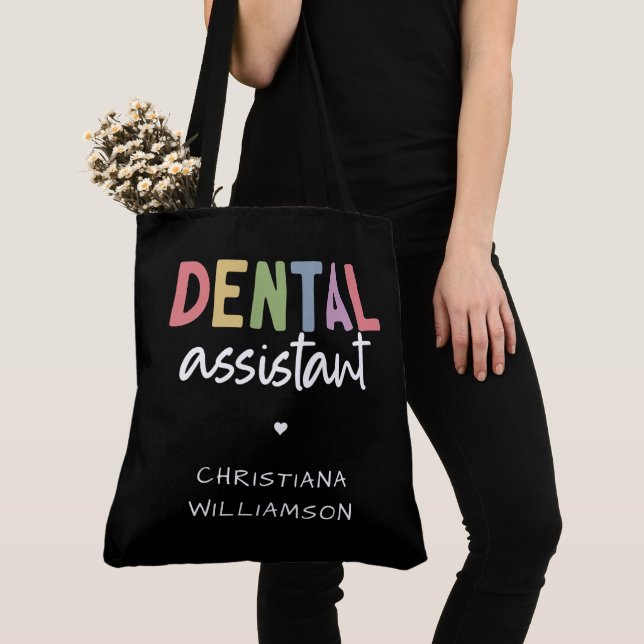 Bolsa Tote Presente do Assistente Dental de Nome Personalizad (Close Up)