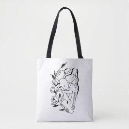 Bolsa Tote Presente do Dia das Mães com Arte de Linha Floral 