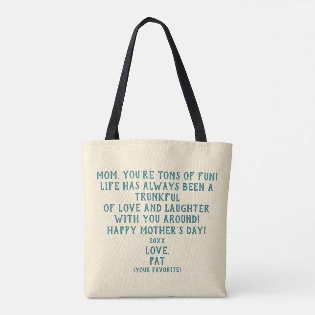 Bolsa Tote Presente do Dia das Mães "Você é Muito Divertida"  (Verso)