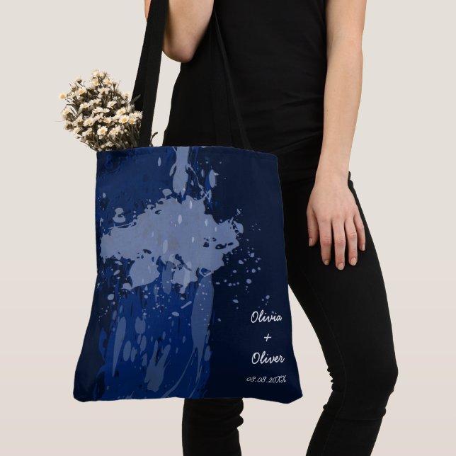 Bolsa Tote Presente do Partido Real Blue Paint Splatter (Close Up)