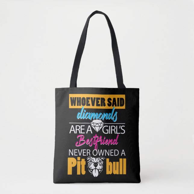 Bolsa Tote Presente do pitbull do melhor amigo do cão (Frente)