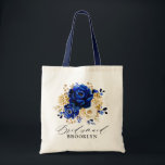 Bolsa Tote Presente Dourado Floral de Bridesmaid Real Azul Am<br><div class="desc">O Elegante tema do ouro azul real Bridesmaid presente para a dama com buquê elegante de azul real,  Marinho,  ouro,  botões de flores de rosa amarelo e folhas de eucalipto. Entre em contato comigo para obter ajuda sobre a personalização ou se você precisar de outro produto com este design.</div>