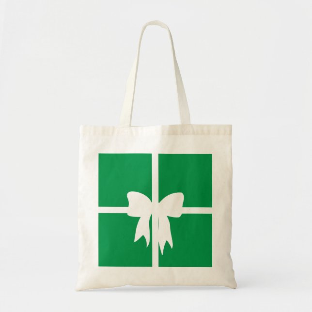 Bolsa Tote Presente embrulhado verde (Frente)