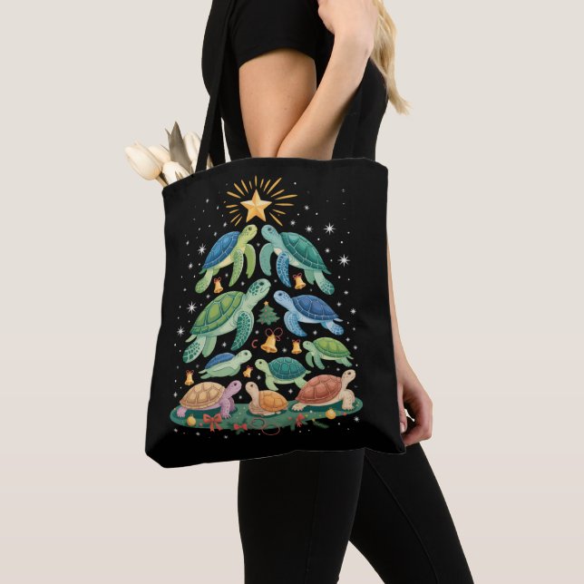 Bolsa Tote Presente Engraçado de Tartaruga de Natal Árvore de (Close Up)