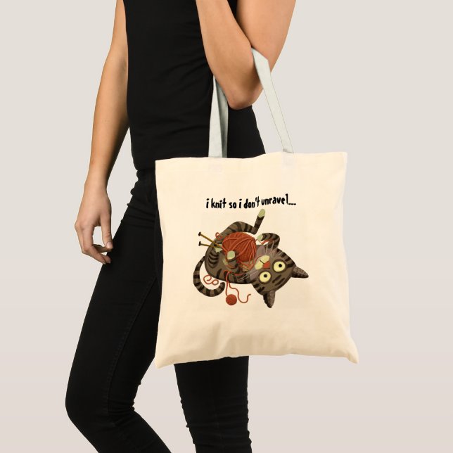 Bolsa Tote Presente engraçado de tricô de gato (Frente (produto))