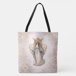 Bolsa Tote Presente Floral Católico da Virgem Maria para Mulh