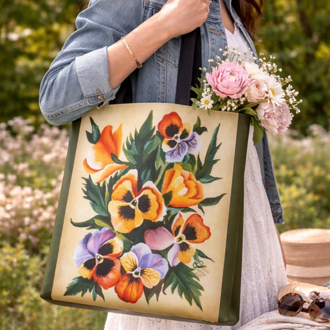 Bolsa Tote Presente Floral de Pensamento para Ela Estilo Casa (Criador carregado)
