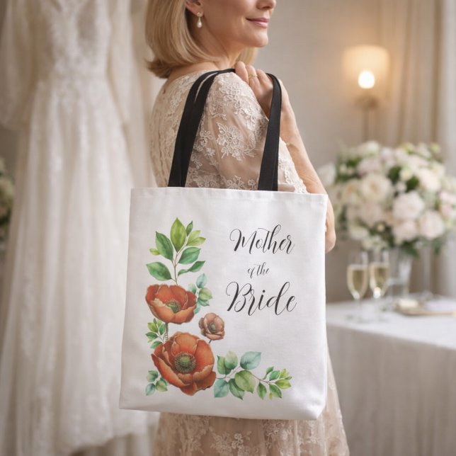 Bolsa Tote Presente Floral Papoula para a Mãe da Noiva (Criador carregado)