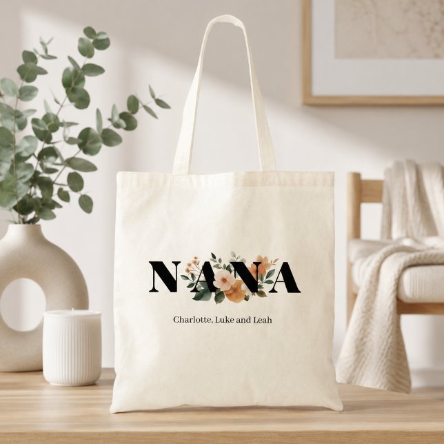 Bolsa Tote Presente Floral Personalizado Moderna para a Vovó (Criador carregado)