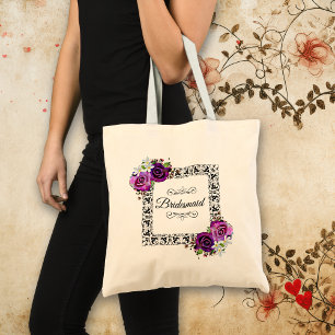 Bolsa Tote Presente floral roxo bonito da dama de honra dos