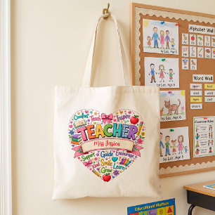 Bolsa Tote Presente Fofo e Inspirador de Coração Retro Vermel