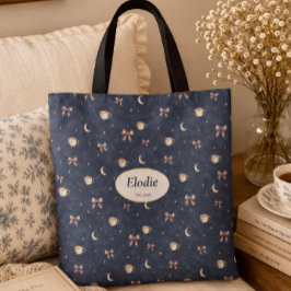 Bolsa Tote Presente Leitor de Lua Celestial Cottagecore Nome 