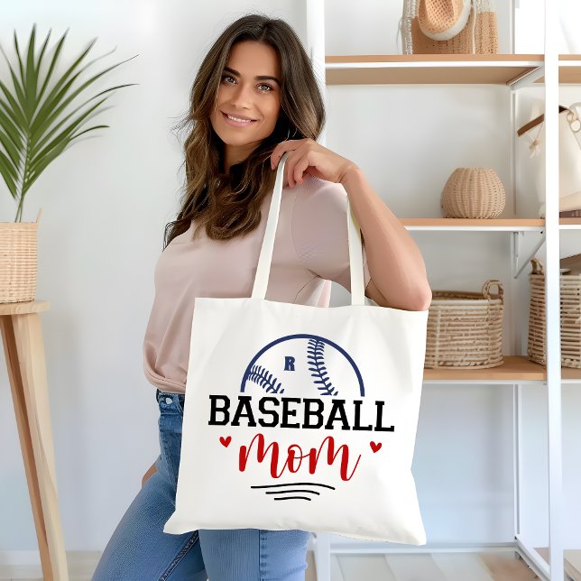 Bolsa Tote Presente Mãe de Baseball Monograma (Criador carregado)
