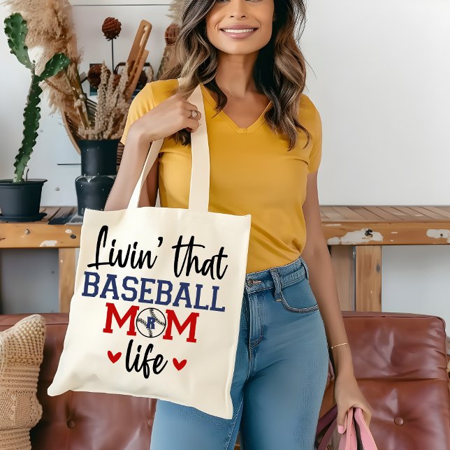 Bolsa Tote Presente Mãe de Baseball Monograma (Criador carregado)