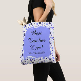 Bolsa Tote Presente melhor professora de sempre bolinha roxa