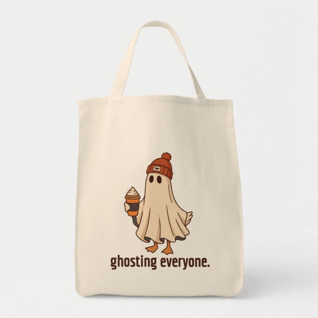 Bolsa Tote Presente para Amante de Café Ganso Fantasma Ignora (Frente)