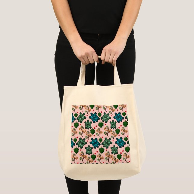 Bolsa Tote Presente para Amante de Tartarugas Marinhas, Padrã (Frente (produto))