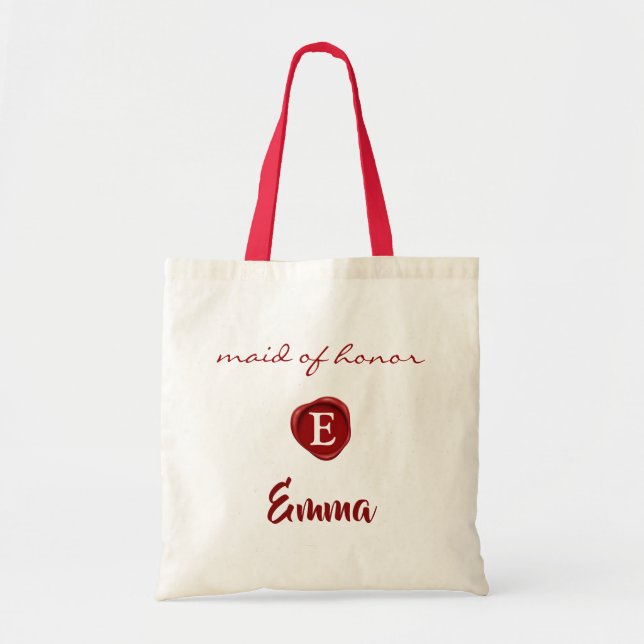 Bolsa Tote Presente para Dama de Honra Personalizado Monogram (Frente)