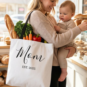 Bolsa Tote Presente para Mãe Recém-Constituída Minimalista