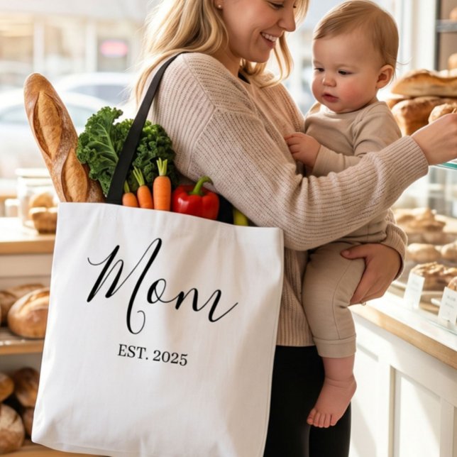 Bolsa Tote Presente para Mãe Recém-Constituída Minimalista (Criador carregado)