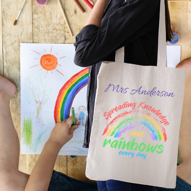 Bolsa Tote Presente para professores coloridos do conheciment (Criador carregado)