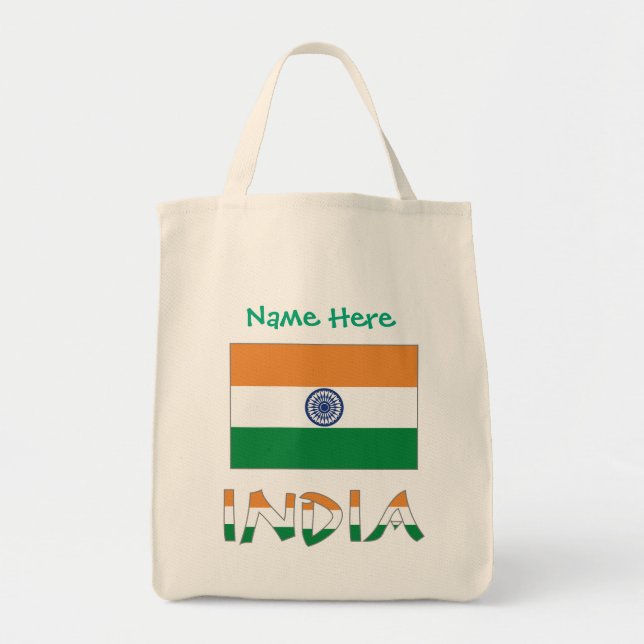 Bolsa Tote Presente Personalizado Bandeira da Índia (Frente)