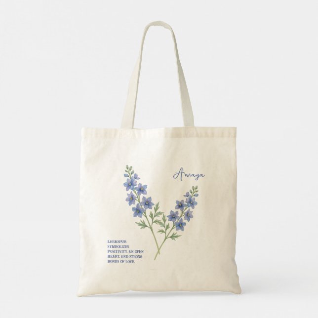 Bolsa Tote Presente Personalizado com Nome e Flor do Mês de J (Verso)