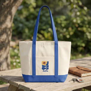 Bolsa Tote Presente Personalizado com Nome Floral Retro Perso