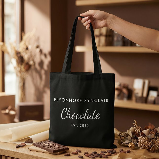 Bolsa Tote Presente Personalizado de Chocolate Preto e Branco (Criador carregado)