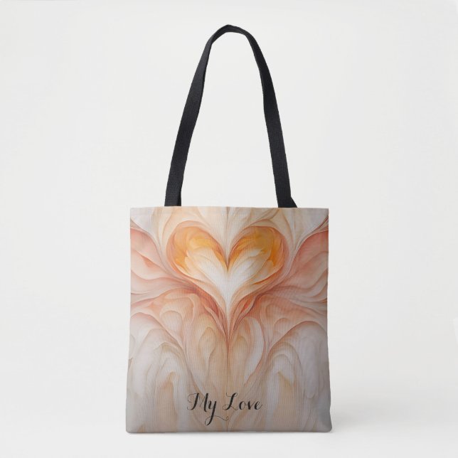 Bolsa Tote Presente personalizado de coração de aquarela para (Frente)