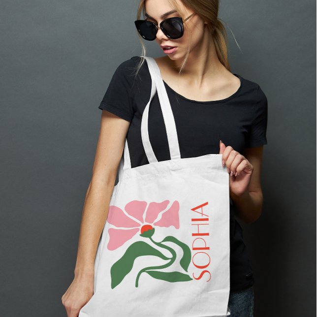 Bolsa Tote Presente Personalizado de Flor Funky Retro (Criador carregado)