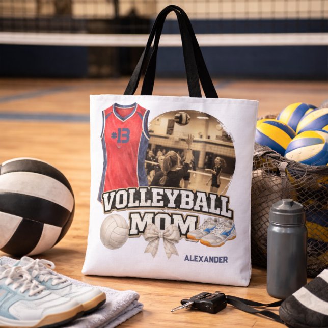 Bolsa Tote Presente Personalizado de Foto para Mãe de Volei (Criador carregado)