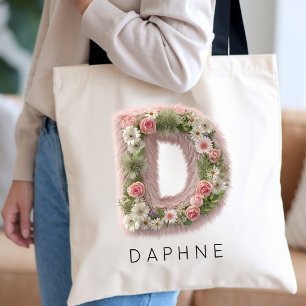 Bolsa Tote Presente Personalizado de Inicial de Flor Cottagec