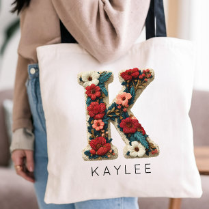 Bolsa Tote Presente Personalizado de Monograma Botânico Vinta