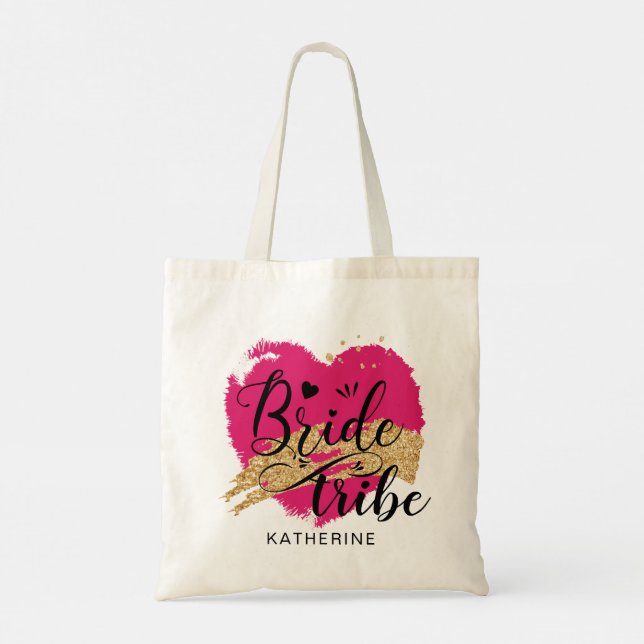 Bolsa Tote Presente personalizado de tribo cor-de-rosa para B (Verso)