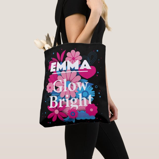 Bolsa Tote Presente Personalizado do Floral Personalizado com (Close Up)