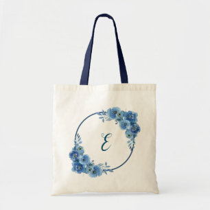 Bolsa Tote Presente personalizado floral azul marinho boho