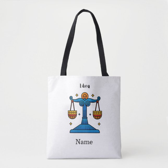 Bolsa Tote Presente Personalizado Libra Zodíaco Retro Pop Art (Frente)