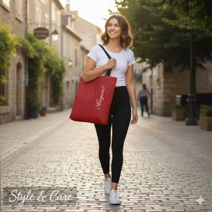 Bolsa Tote Presente Personalizado Nome Designer Natal Vermelh