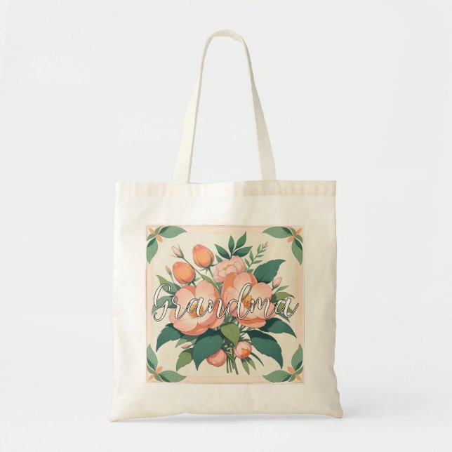 Bolsa Tote Presente Personalizado Para Avó, Tote de Avó em Te (Frente)