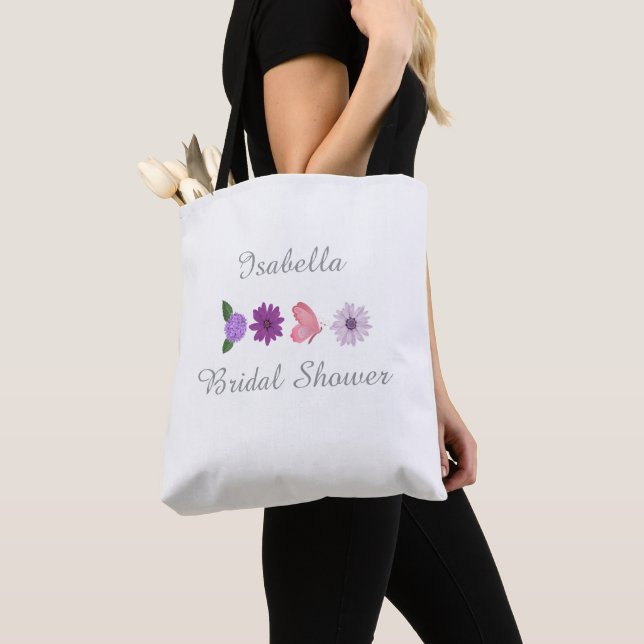 Bolsa Tote Presente Personalizado para Chá de Noiva com Flore (Close Up)